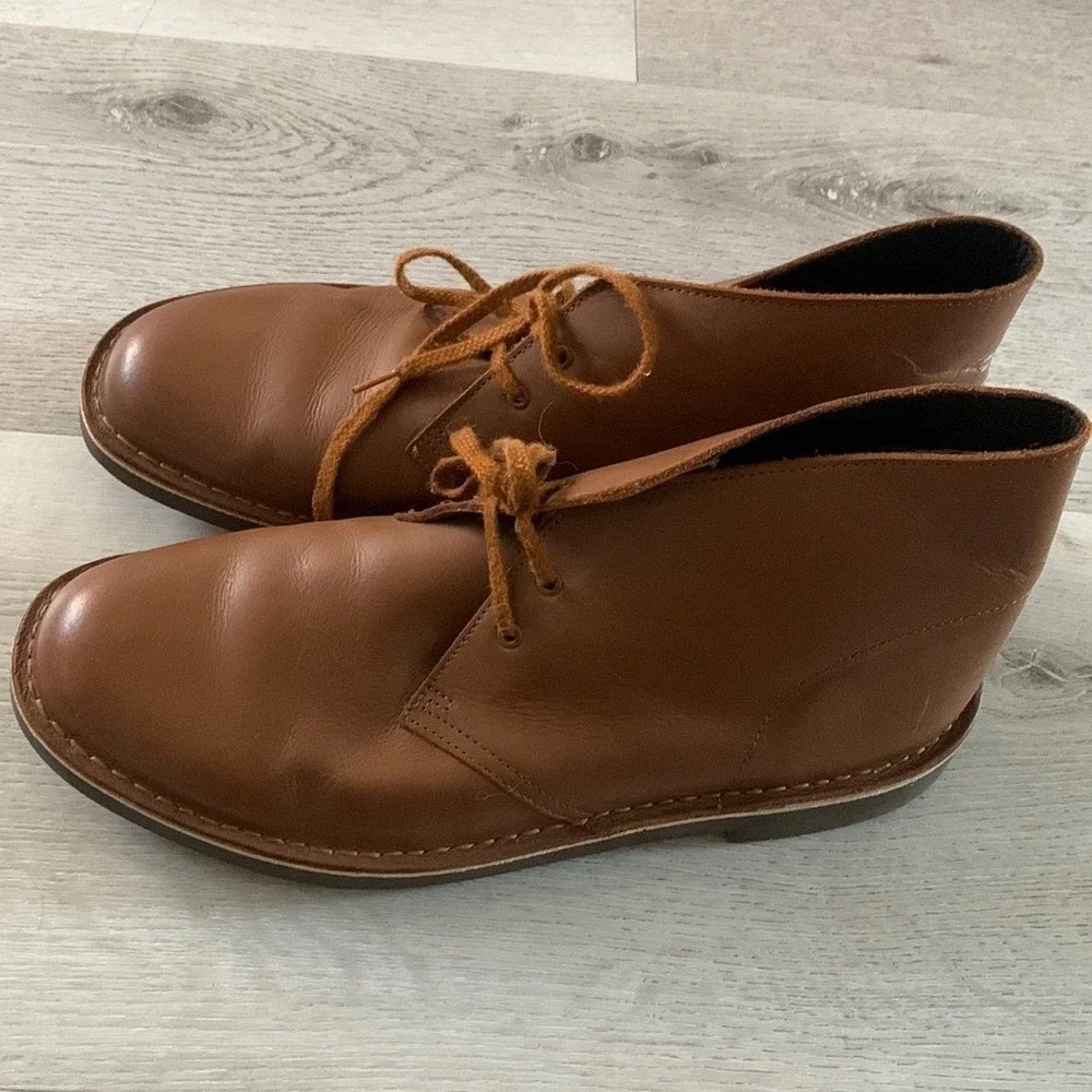 Clark's‎ bushacre 2 chukka boots 11 lace up leather tan cognac winter fall